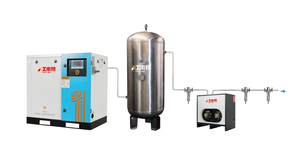 Diagrama de instalación de un compresor de aire tipo scroll sin aceite